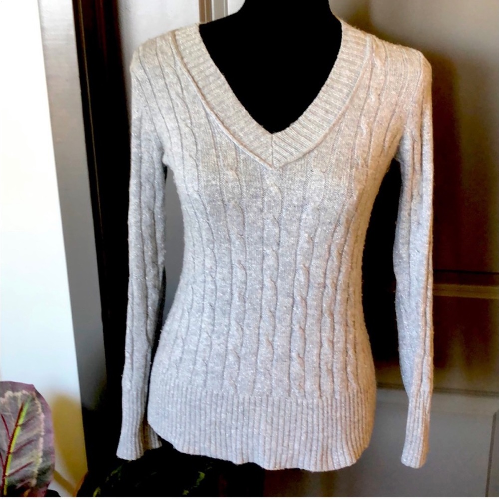 Ann Taylor LOFT Gray Knitted Petites Sweater XSP